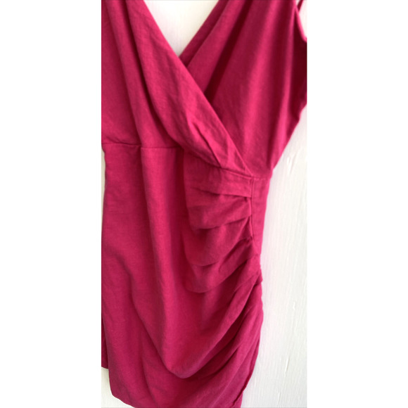 ZARA Pink Linen Faux Wrap Mini Dress Double Straps Tie Back Size XS NWT - Picture 6 of 8